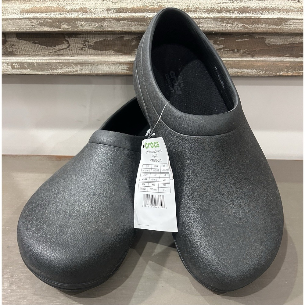 Crocs On The Clock Black Clogs Size US M10/W12 Slip Resistant Work‎ Shoes